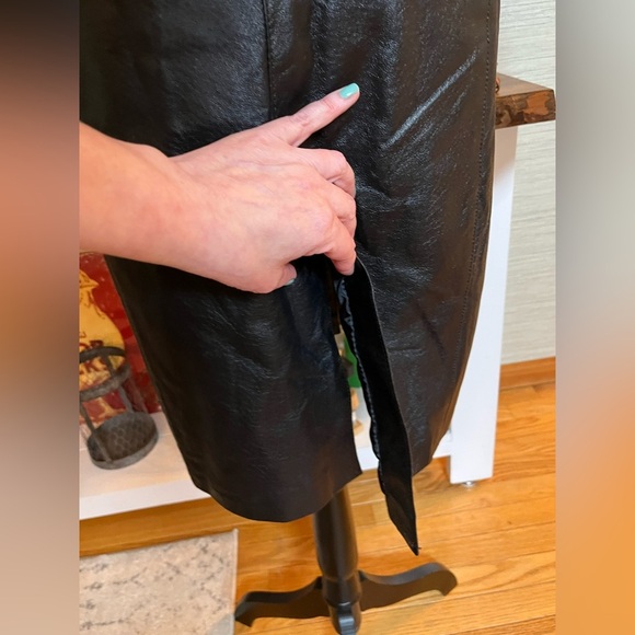 VTG David Benjamin Leather Trench Coat Jacket Womens Size 14 Long Sleeve Black - Picture 8 of 9